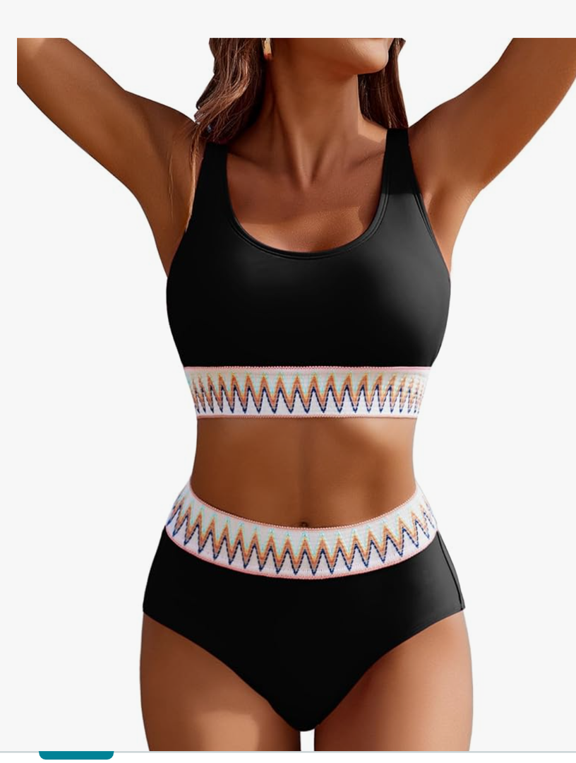 AI'MAGE Women's Bikini Sets High Waisted Two Piece Sporty Swimsuits High Cut Tummy Control Bathing Suits (M)