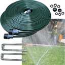 Watoo 2026 Sprinkler Hose & Soaker Hose for Yard - 100 FT Reinforced Flat Garden Hose with Holes, Heavy Duty No-Kink Lawn Irrigation Hose (Includes Stakes, High Pressure Spray)