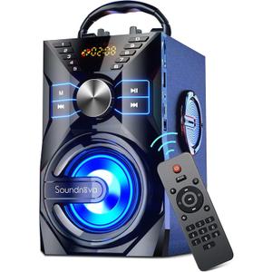 35W(50W Peak) Bluetooth Speaker, Portable Wireless Speaker with 15W Subwoofer 8000mah Libattery LCD Display LED Lights Remote Control U Disk TF Card Wooden Speaker for various Party Store Events