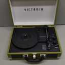 Victrola Journey Bluetooth Portable Suitcase Record Player  with Built-in Speakers, 3 Speed Vinyl Record Player, RCA Out, Headphone Jack (Green Olive)