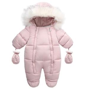 CYTAFE Baby Girl Boy Snowsuit Cute Down Jacket Hooded Romper Light Puffer Padded Jumpsuit Infant Winter Outwear Pink 6-12 Months