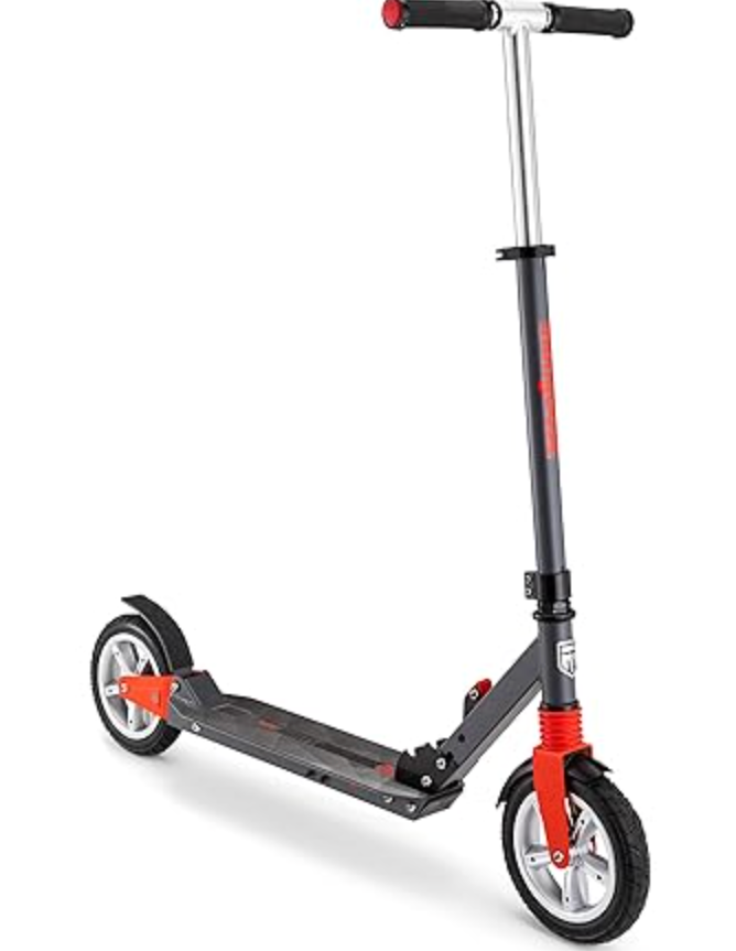 Mongoose Elevate Duo Air Youth/Adult Folding Kick Scooter, Air Filled Tires, Ages 8 Years and Up, Kickstand, Max Rider Weight 220 Pounds