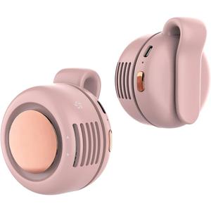 TFQXA1Z Portable Silent Clip On Bladeless Fan, Rechargeable Wearable Fan - Hands-Free Waist & Neck Cooling, 3 Speeds, 6H Runtime, USB-C Fast Charge (Pink)