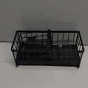 Cisily Sponge Holder for Kitchen Sink, Sink Caddy Organizer with High Brush Holder, Kitchen Countertop Organizers and Storage Essentials, Rustproof 304 Stainless Steel (Black, 9.25)