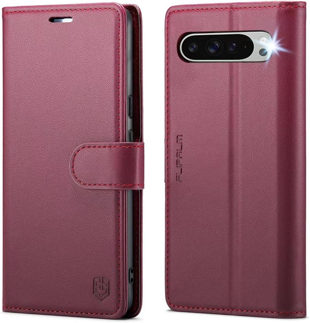 Wallet Case for Google Pixel 10 Pro XL 5G, RFID Blocking Credit Card Holder, PU Leather Folio Flip Kickstand Protective Shockproof Cover for Pixel 10 Pro XL(Red)