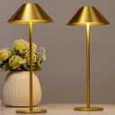 Bojim Gold Cordless Lamp Set of 2, Rechargeable Touch Table Lamps with 3 Color Dimming, Portable Wireless Lamps for Reading/Home Decor (14 Inch - Regular (2 Pack))