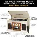 Victrola Navigator 8-in-1 Bluetooth Record Player with Built-in Speakers 3 Speed, CD Player, Cassette, FM Radio, USB, RCA Out, Headphone Jack, Wireless Music Streaming, Real Wood, Mahogany