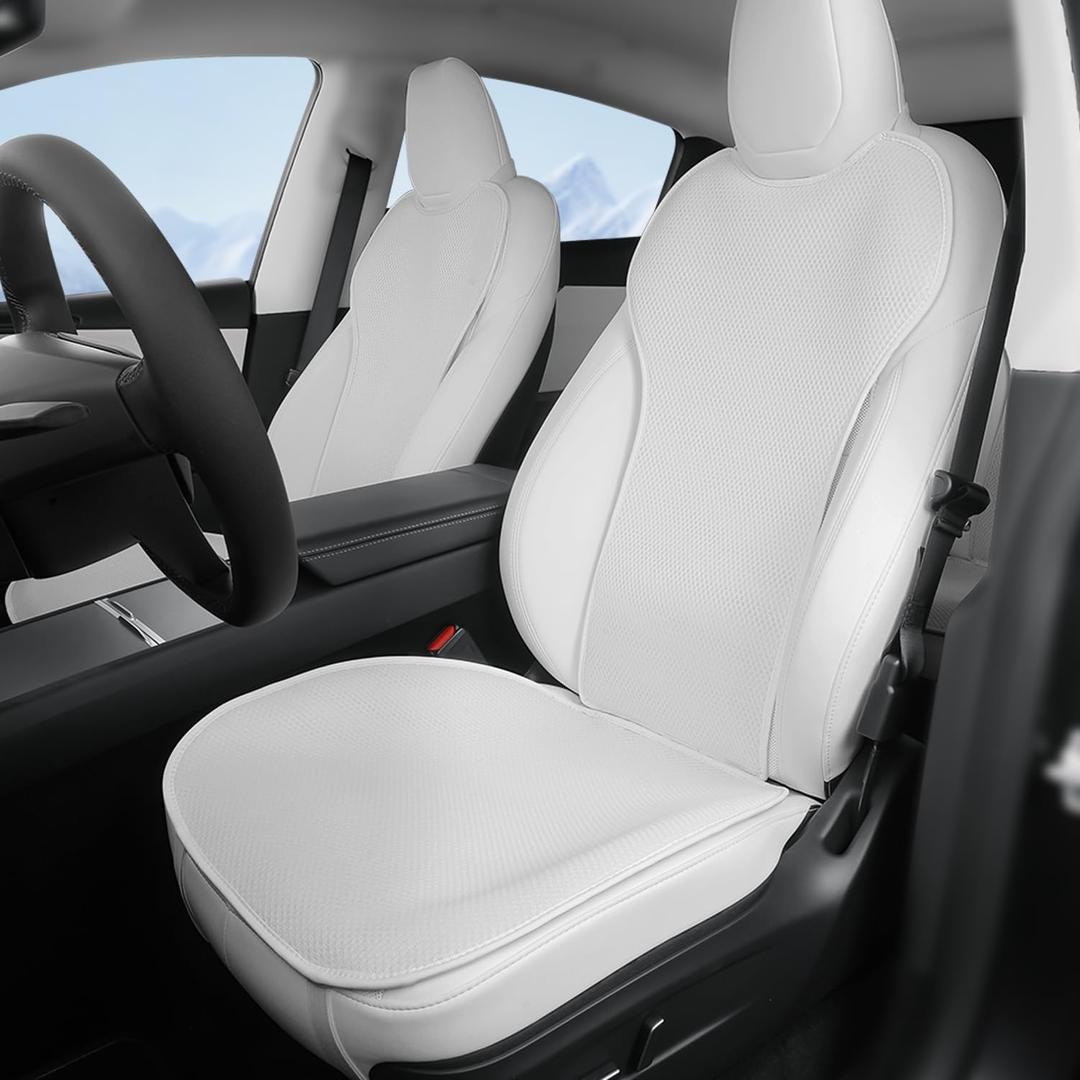 TOPABYTE Car Seat Cover Full Set for Tesla Model Y Juniper 2020-2026 Seat Cushion Cover Interior Seat Protector for Model Y Launch Series Accessories, White