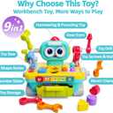 iPlay, iLearn Toddler Musical Workbench Toys for One Year Old Boys, Baby Pretend Play Tool Set, Infant Shape Sorter Activities, Kids Pounding Game, 1st Birthday Gift for 12 18 24 Month Girls Age 1 2 3