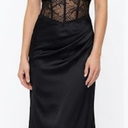 Women Tube Dress Strapless Twist Front Long Bodycon Sheer See Through Sexy Patchwork Maxi Cocktail Formal Dresses (Black, M)