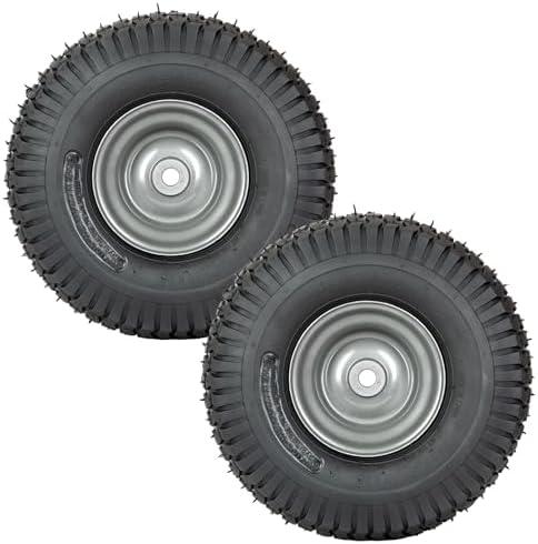 2 PCS Autocessking 15x6.00-6 Tire and Wheel Assembly Front Tires Compatible with Craftsman Riding Mowers Lawn Tractors, 3" centered Hub, 3/4" Bushing