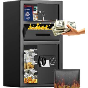 6.0 Cuft Large Heavy Duty Drop Safe for Business, Anti-Fishing Security Deposit Safe with Drop Slot, Combination Lock and Fireproof Bag, Anti-theft Commercial Safe Drop Box for Home Retail Office