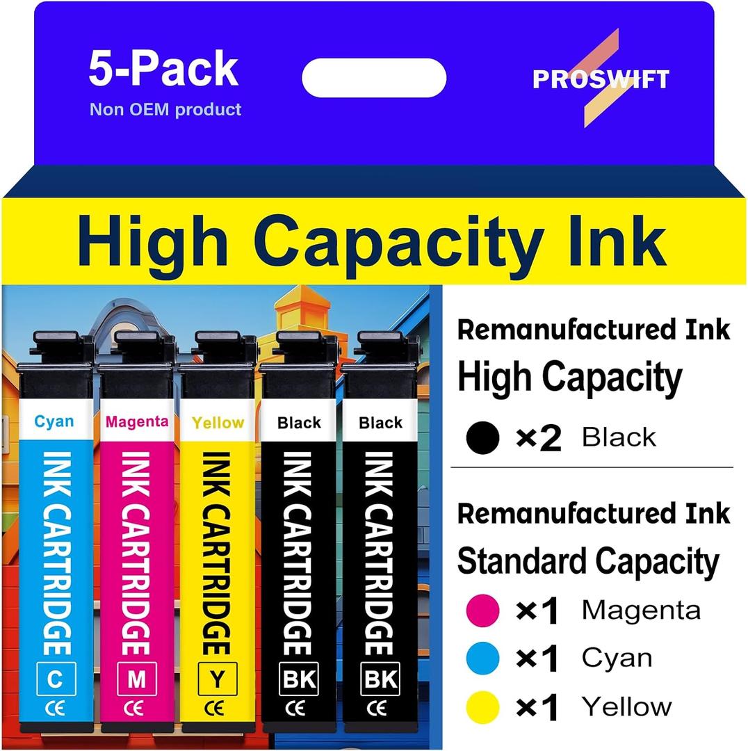 232XL Ink Cartridges Combo Pack Remanufactured Replacement for Epson 232 Ink Cartridge 232XL 232 XL Works with WF-2930, WF-2950, XP-4200, XP-4205 Printer (2 Black, Cyan, Yellow, Magenta)