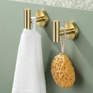 KES Bath Towel Hook Robe Hook for Bathroom Kitchen Wall Mount SUS 304 Stainless Steel Brushed Gold 2 Pack, A2164-BZ-P2