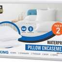 Set of 2 Pillow Protectors with Zipper King Size, Bed Bug and Dust Mite Proof Pillow Covers, Ultra Soft Pillow Encasements, Moisture Wicking and Waterproof Pillow Cases by Utopia Bedding (White)