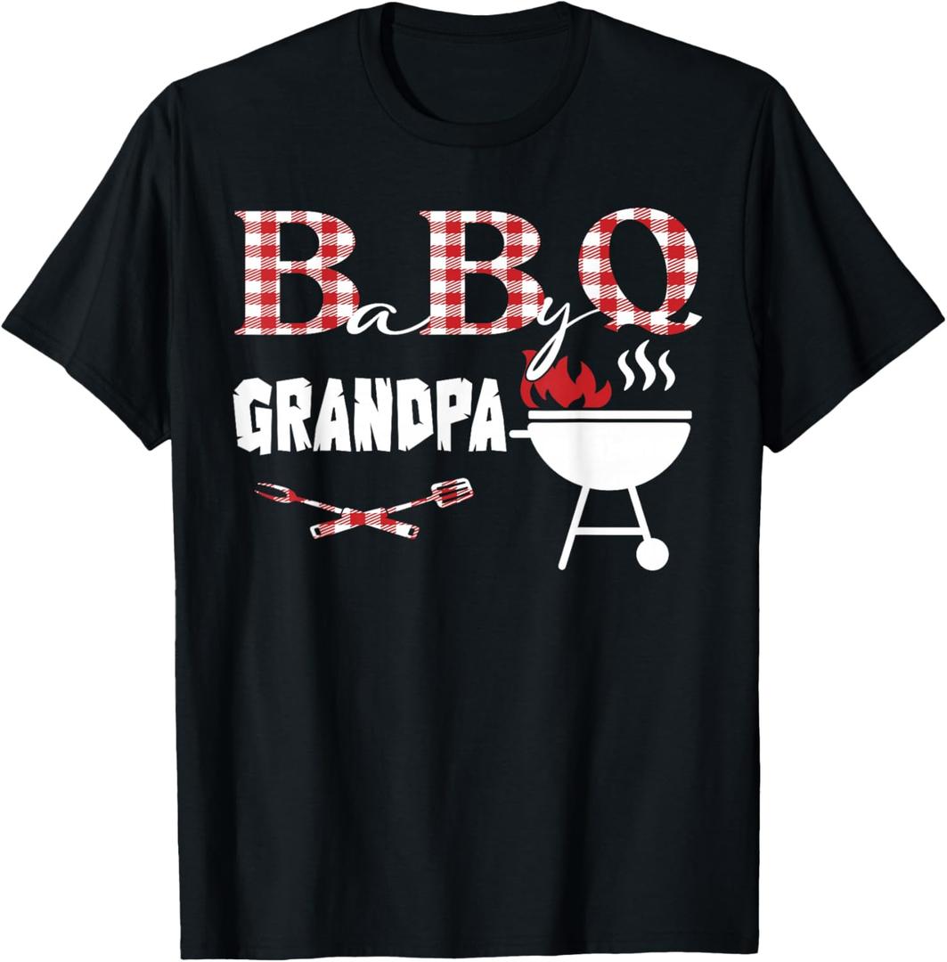 Baby BBQ Grandpa Shower Birthday Party Family Matching T-Shirt (Small, Black)