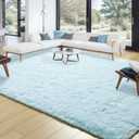 Merelax Soft Modern Indoor Shaggy Area Rug for Bedroom Livingroom Dorm Kids Room Home Decorative, Non-Slip Plush Fluffy Furry Fur Rugs Comfy Nursery Accent Floor Carpet 5x8 Feet, Baby Blue