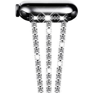 NewWays for Apple Watch Band 38mm 40mm 41mm 42mm 44mm 45mm 46mm 49mm for iWatch Series 11 10 9 8 7 6 5 4 3 2 1 SE Ultra, Sparkling Bling Shiny Diamonds Bracelet for iWatch Band Womens