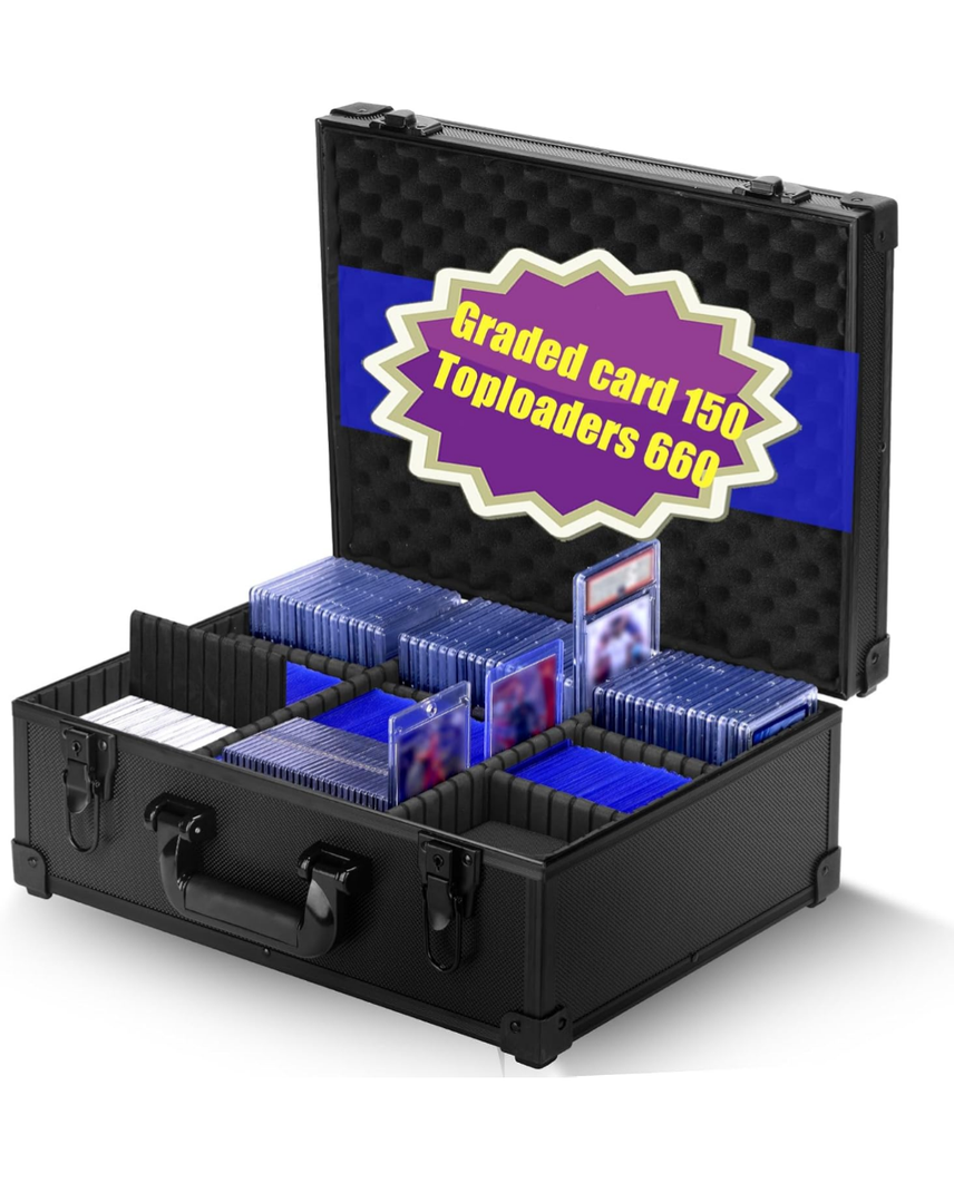 Graded Card Case Storage Box Trading Cards Storages Box For Toploaders Sports Slab Hold 150 Magnetic Cards or 660 Toploaders (Keys don't do anything)