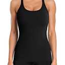 ATTRACO Workout Tank Tops for Women with Built in Bra Golf Yoga Athletic Shirts Slim Fit Black XL