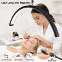 28" Half Moon Lash Light - Lash Lamp with 4X Magnifier & Phone Holder,Esthetician Light for Eyelash Extensions,Nail Art,Tattoo,Skincare,Salon,Adjustable Brightness,Rotating Head,Black