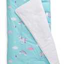 Delta Children Nap Mat - Includes Pillow & Blanket for Toddlers and Kids; Features Carry Handle w/Strap Closure and Name Tag; Rollup Design is Ideal for Preschool and Daycare; Personalization Optional (Unicorn)
