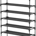 LANTEFUL 10 Tiers Shoe Rack 50 Pairs Large Capacity Tall Shoe Organizer Sturdy Shoe Storage with Two Hooks Space Saving Metal Wide Shoe Rack for Closet, Entryway, Bedroom, Black