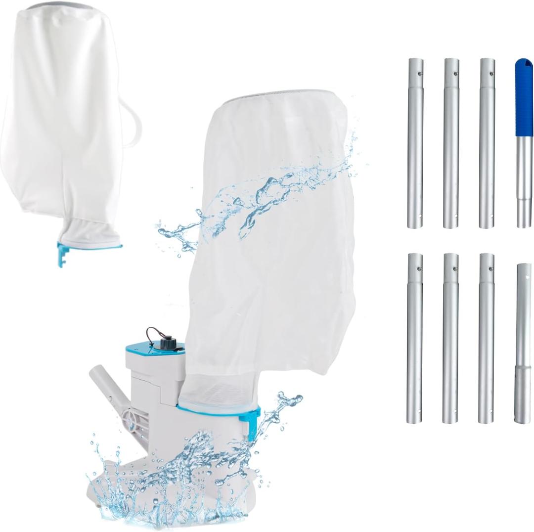 48 GPM Cordless Pool Leaf Vacuum Cleaner with Sectional Poles
Up To 120 Min Runtime; Dual 10L Filter Bags (50μm & 180μm); Faster Heavy-Leaf Cleanup; For Above Ground & Inground Pools