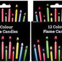Birthday Cake Candles Happy Birthday Candles Colorful Candles Holders Included (24pcs)