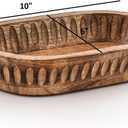 Kaizen Casa Decorative Bowl Mango Wood for Home Decor, Unique Centerpiece Bowl, with Hand Carved Vertical Stripes for Home Decor, Bathroom, Kitchen Counter, & More (10" x 6" x 2")
