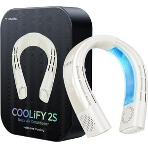 TORRAS COOLIFY 2S Neck Air Conditioner, Portable Personal Cooler and Heater Strong Wind, 3-Speed, App Control Neck Fan Rechargeable, Storm White