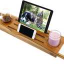 EcoFives Teak Bathtub Tray Caddy - Expandable Bath Tray - Adjustable Organizer Tray for Bathroom - Luxury Bath Caddy Tub Table, Bathtub Accessories & Bathroom Gadgets
