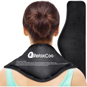Neck Ice Pack Wrap, RelaxCoo Reusable Gel Ice Pack for Neck Shoulders, Cold Compress Therapy for Pain Relief, Injuries, Swelling, Bruises, Sprains, Inflammation and Cervical Surgery Recovery