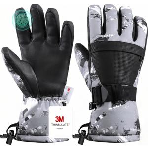 Ski Gloves, Warmest Waterproof and Breathable Snow Gloves for Cold Weather, Fits Both Men & Women, for Parent Child Outdoor (XS(Fit Kids 6-8 Years), Grey)