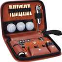 Jiskan Golf Gifts for Men and Women, Golf Accessories Set with Hi-End Case, Golf Balls, Rangefinder, Golf Tees, Brush, Multifunctional Divot Knife, Scorer, Golf Ball Clamp
