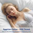 SONORO KATE 100% Egyptian Cotton Sheets - 1200 Thread Count, Luxury & Cooling Hotel Cotton Bed Sheets Set 4 Piece, Sateen Weave for Soft Feel, Fits Upto 16" Mattress (White, Queen)