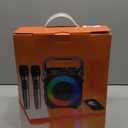 Karaoke Machine, Portable Bluetooth Speaker with 2 Wireless Microphones for Adults & Kids with Lights, Karaoke Microphone with PA System Supports USB/TF/REC/FM/AUX for Home Party Home System Packages (Black)