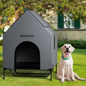 48" Dog House for Outdoor Indoor, X-Large Dog Houses Weatherproof 600D PVC with 8.5" H Textilene Elevated Dog Bed Breathable, Easy to Clean, Dog House Max 200lbs