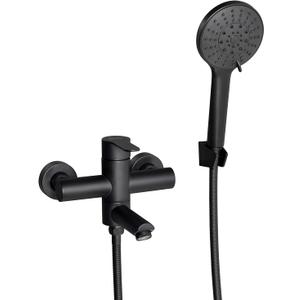 PHASAT Tub Faucet Wall Mount with Handheld Shower Sprayer,Bathtub Shower Faucet With Folding Spout,Matee Black,PTBB04E