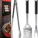 Griddle Accessories Kit - Grilling Accessories, Stainless Steel Heavy Duty Grill Tools Set with Spatula, Fork, Tongs and Gift-Box for Outdoor Barbecue, Home Grill (3PCS)