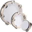 3 Pack Tambourine for Adults Hand Held Wood Single Row Tambourine Metal Jingles Musical Educational Instrument Rhythm Percussion for KTV, Party, Church (4 Inch+6 Inch+8 Inch)