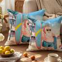 Christmas Pillow Covers 18x18 Set of 2, Santa Claus Surfing Beach Holiday Pillow Case Double Sided Printing Cushion Covers for Sofa Couch Bed Summer Winter Coastal Xmas Home Decor (Wl-dpcsd-santa)