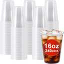 Clawsoff Plastic Cups 16 oz, 240 Pack - Clear Plastic Cups Disposable, Cold Drinking, Ice Coffee Cup for Party, Birthday, Holiday, Events & Everyday Use,Cold,Hot