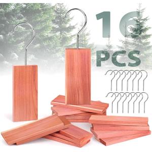 Woodever 16 Pack Cedar Planks for Clothes Storage, Aromatic Red Cedar Wood Hangers with Metal Hooks, 100% Natural Scent, with Sandpaper Freshener, for Drawers and Wardrobes