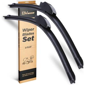OEM Quality Windshield Wiper Blades, 26 and 26 DSV Standard Car Wiper Blades With Universal U/J Hook, Automotive Replacement Wiper Blades for my Car, Water Repellency Wiper Blade, Pack of 2