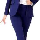 Marycrafts Women’s Two Piece Suits – Business Blazer Pant Suit Set for Work, Professional Outfit, Office Wear, Formal Business Attire 12 Navy