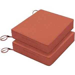 Favoyard Patio Chair Cushions 18.5 x 16 x 3 Inch Waterproof Outdoor Seat Cushions for Patio Furniture 3-Year Color Fastness Garden Sofa Couch Chair Pads with Handle & Adjustable Straps Set of 2, Spice