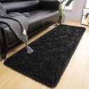 LOCHAS Ultra Soft Indoor Modern Area Rugs Fluffy Living Room Carpets for Children Bedroom Home Decor Nursery Rug 2x8 Feet, Black