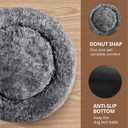 JOLLYVOGUE Calming Dog Beds Large Sized Dog, 36in Donut Washable Large Pet Bed, Anti-Slip & Anti-Anxiety Fluffy Faux Fur Round Dogs Bed, Fits up to 80 lbs Pets (Smoke Black)