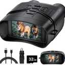 Night Vision Goggles - 4K Night Vision Binoculars with 5000mAh Rechargeable Battery, 32GB TF Card can Save Photo and Video, 3'' HD Screen for Camping & Security, Black